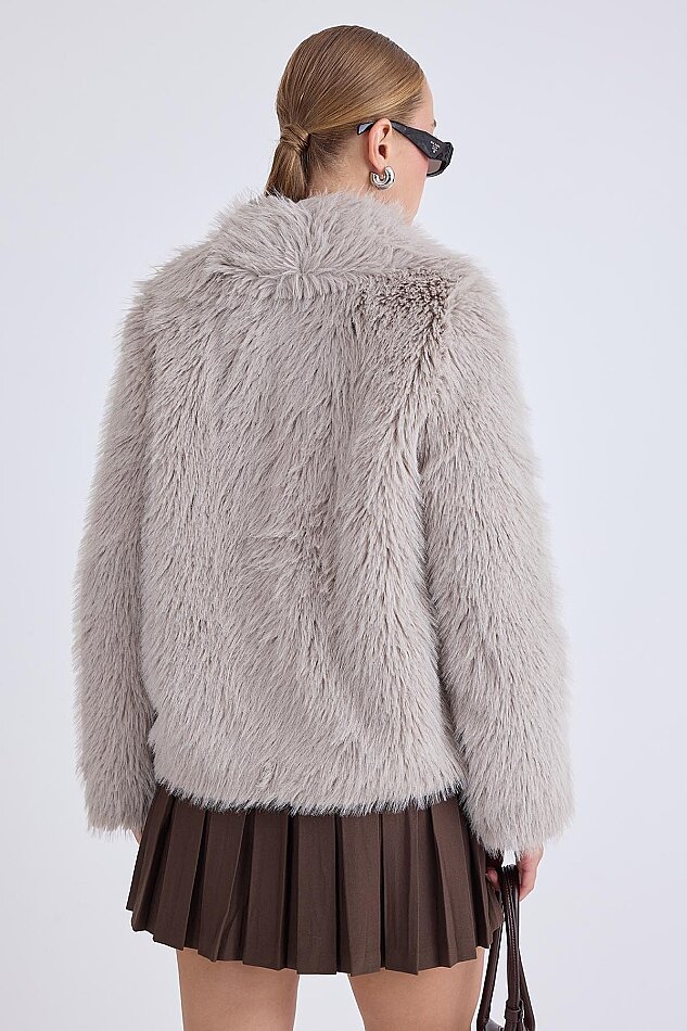 Kısa Peluş Ceket - 7