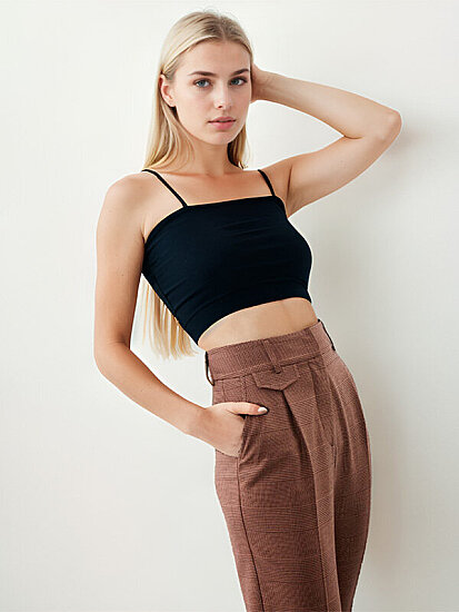 Küçük Cep Detaylı Ekose Pantolon - 9