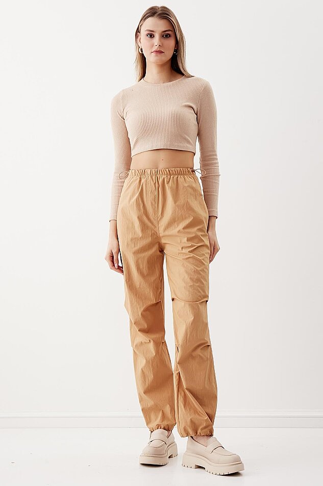 Lastik Detaylı Paraşüt Kumaş Pantolon - 6
