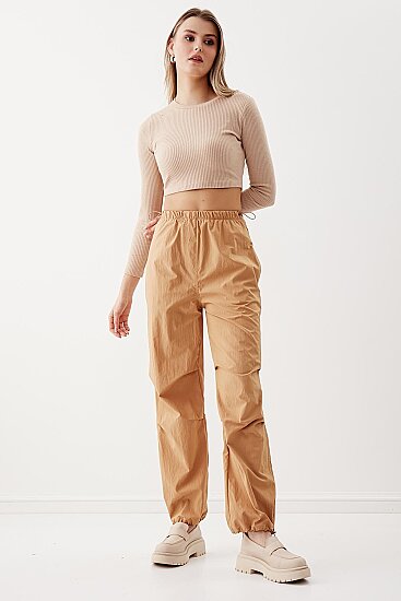 Lastik Detaylı Paraşüt Kumaş Pantolon - 7