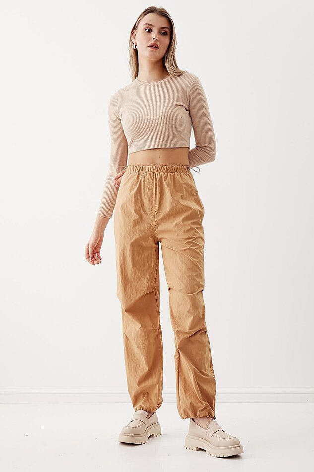 Lastik Detaylı Paraşüt Kumaş Pantolon - 7