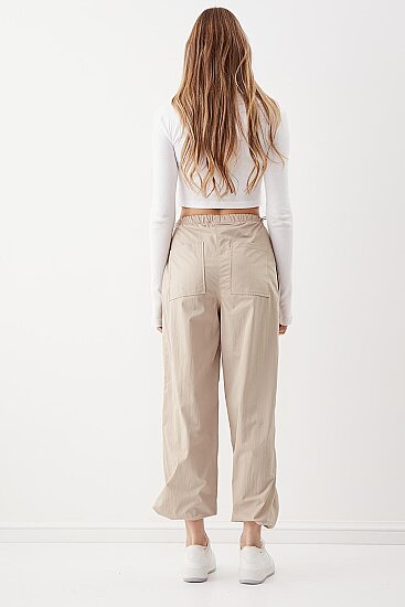 Lastik Detaylı Paraşüt Kumaş Pantolon - 15