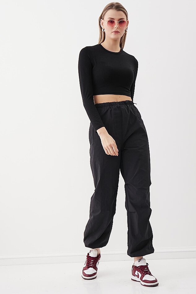 Lastik Detaylı Paraşüt Kumaş Pantolon - 16