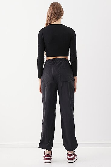 Lastik Detaylı Paraşüt Kumaş Pantolon - 20