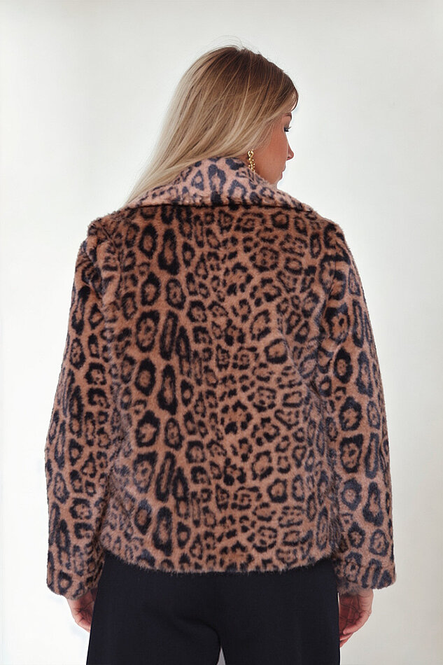 Leopar Desen Yumoş Çıtçıtlı Ceket - 5