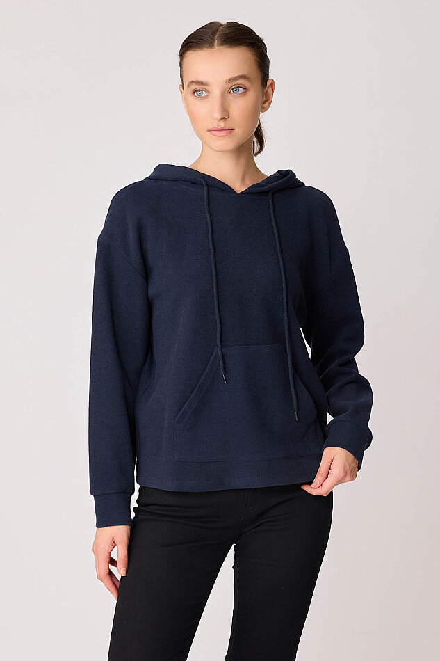 Omuz Dekolteli Kanguru Cep Kapüşonlu Sweatshirt - 41