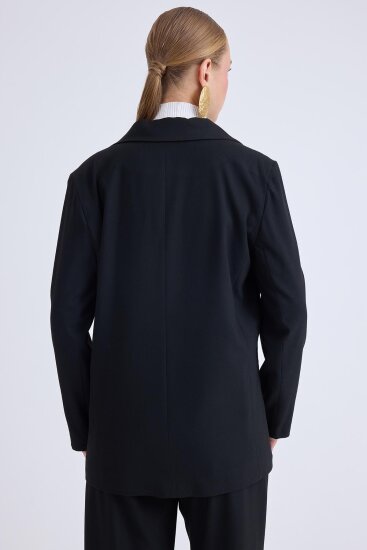 Önden Tek Düğme Kapamalı Blazer Ceket - 5
