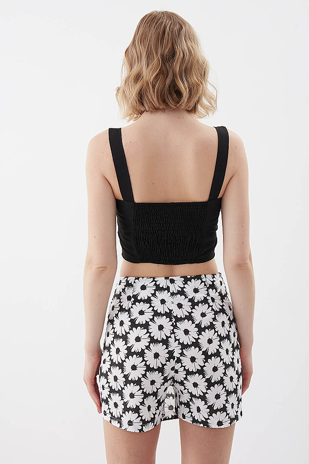 Sedef Düğmeli Sırtı Gipeli Crop Bluz - 19