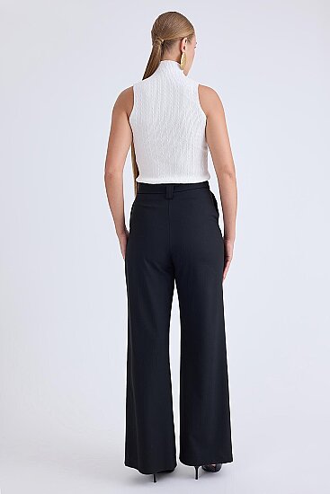 Yüksek Bel Beli Kemerli Pantolon - 19