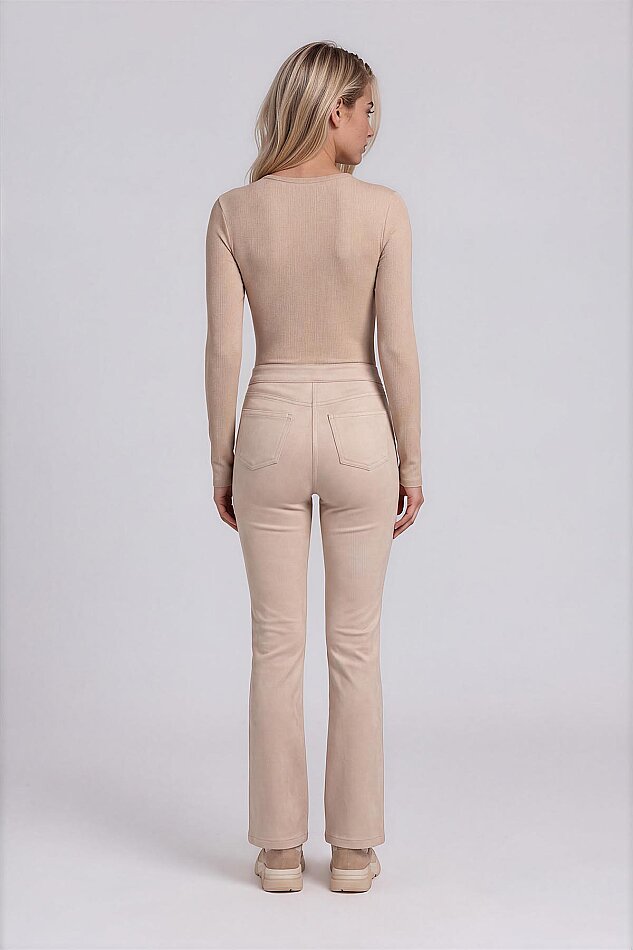Yüksek Bel Süet Pantolon - 7