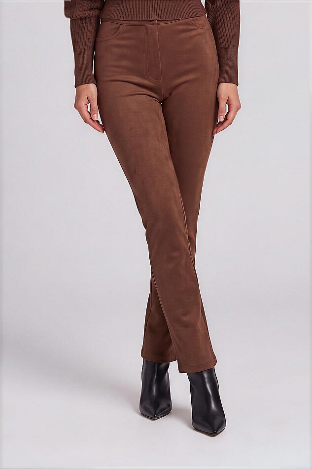 Yüksek Bel Süet Pantolon - 2